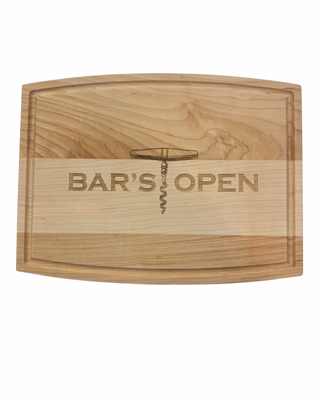 Arched Artisian Maple Board - Bar's Open