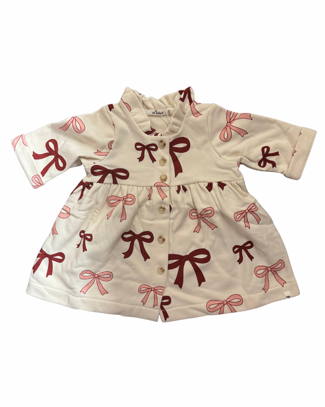 Pink Cherry Bows French Terry Ivy Dress