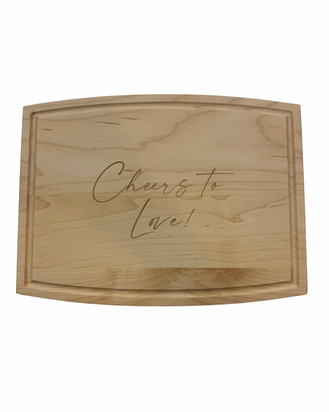 Arched Artisian Maple Board - Cheers to Love