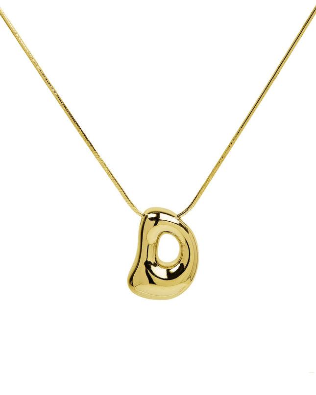 Initial Balloon Waterdrop 18K Gold Necklace