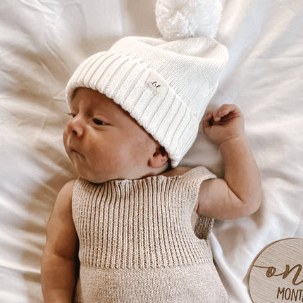 Luna + Luca Pom Beanie - White