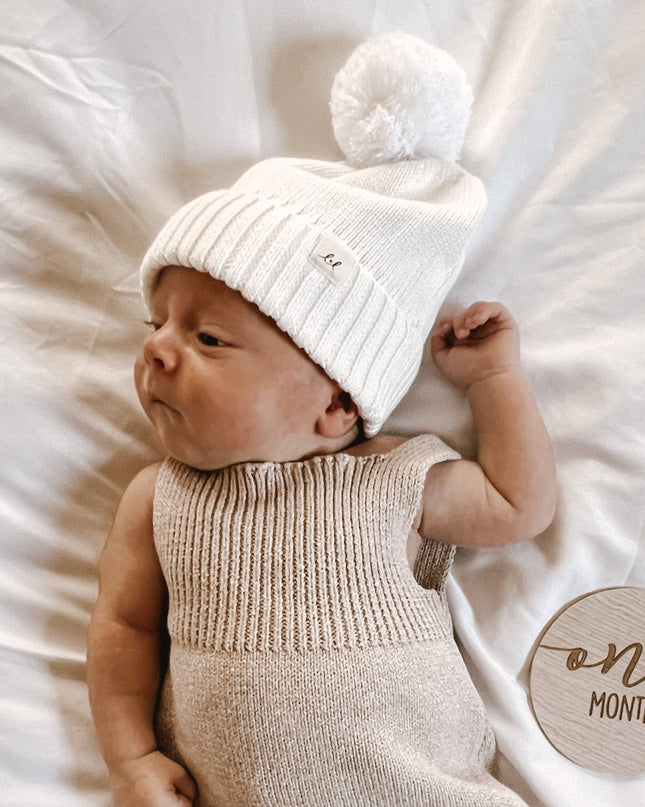 Luna + Luca Pom Beanie - White