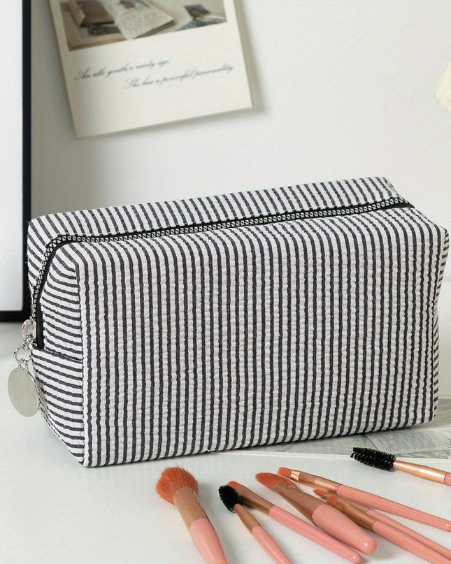 Personalized Striped Cosmetic Bag
