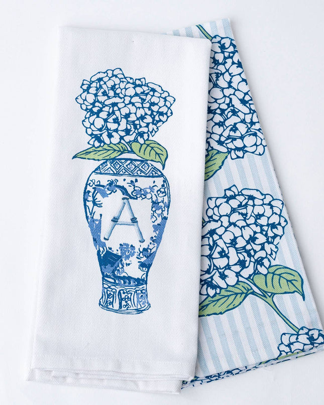 Hydrangea Initial Kitchen Towel Set