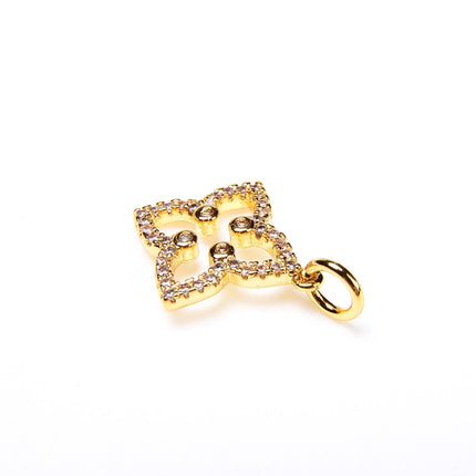 Gold Filled Four Leaf Clover Flower Charm Pendant, CP016