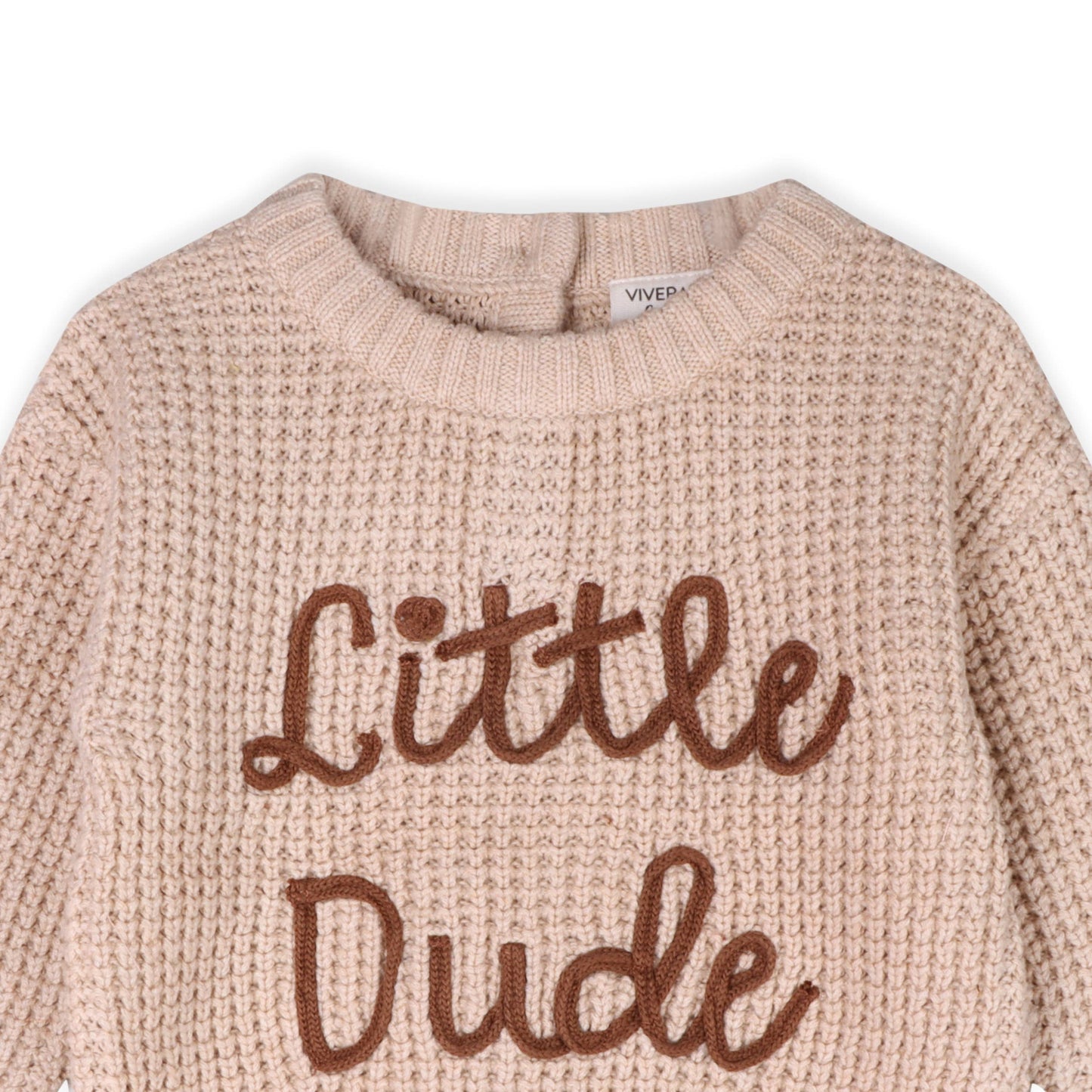 Little Dude Embroidered Sweater Knit Baby Pullover