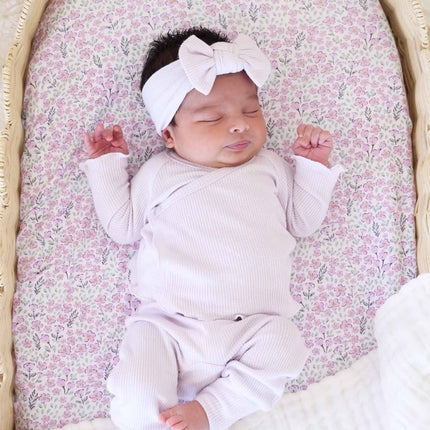 Barely Orchid Bamboo Waffle Knit Large Bow Headwrap