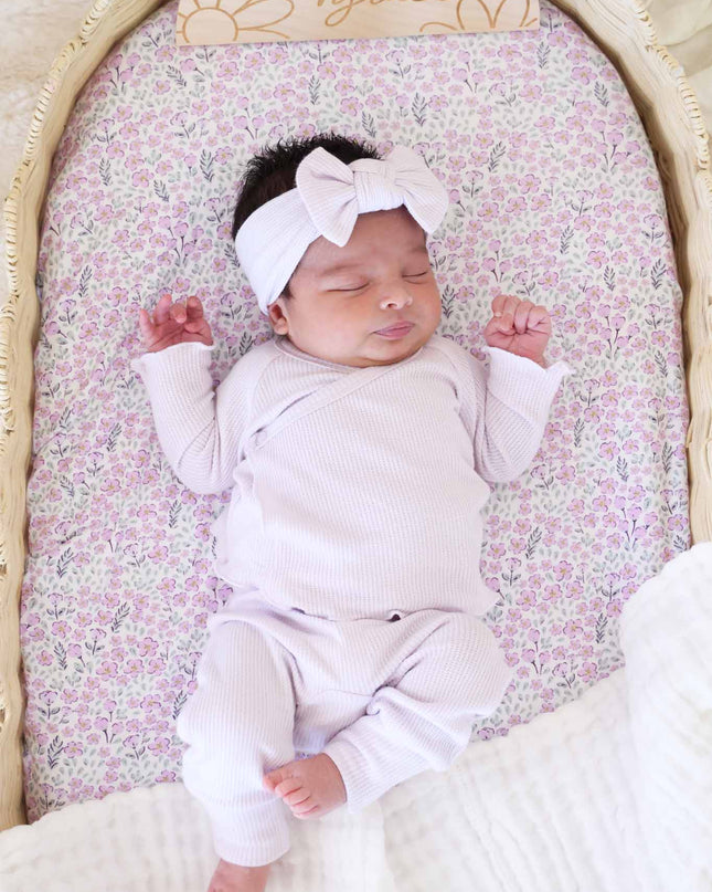 Barely Orchid Bamboo Waffle Knit Large Bow Headwrap