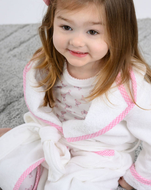 Essentials Pink Gingham Trim Bathrobe