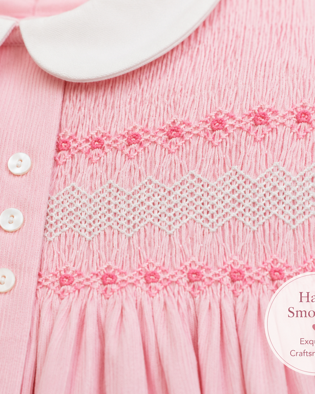Smocked Corduroy Pink Baby Girl Dress