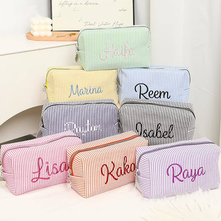 Personalized Striped Cosmetic Bag