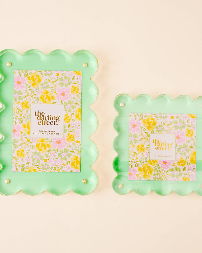 Rectangle Scalloped Acrylic Frame - Green
