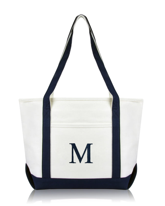Personalized Black Tote Bag with Initial