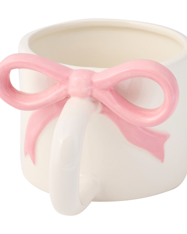 Ceramic Pink Bow on Handle Mug