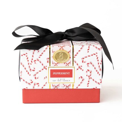 Peppermint Candy Cane 3-Wick Soy Wax Candle
