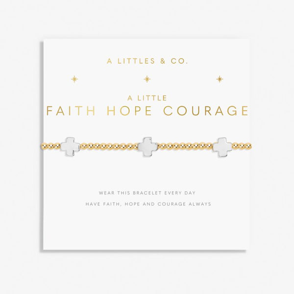 A Little 'Faith Hope Courage' Bracelet-Silver & Gold Tone Plated