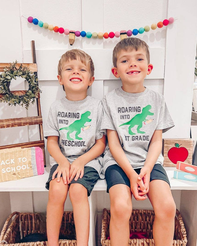 Roaring Into Preschool T-Shirt - Back To School Kids Tee