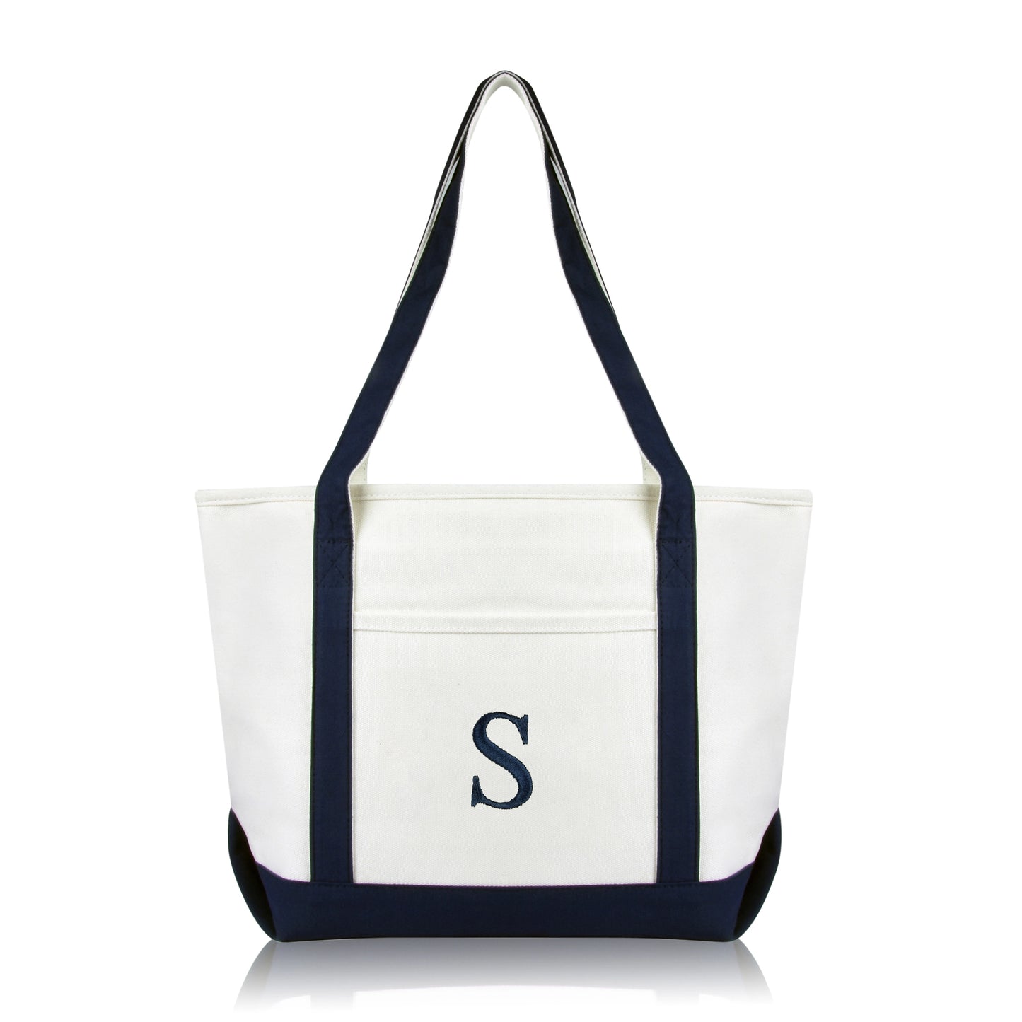 Personalized Navy Tote Bag with Initial