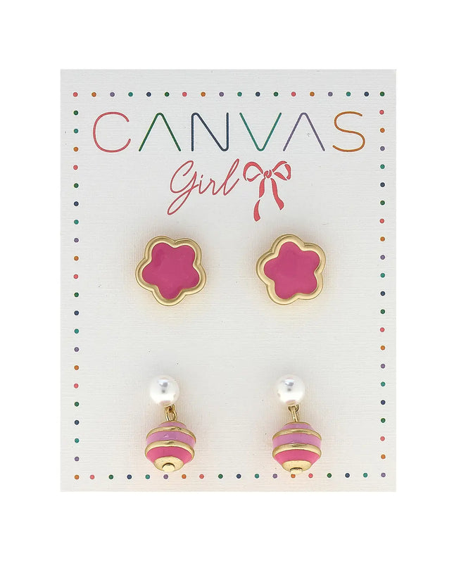 Molly Flowers & Macarons Children's Stud Earrings Set of 2