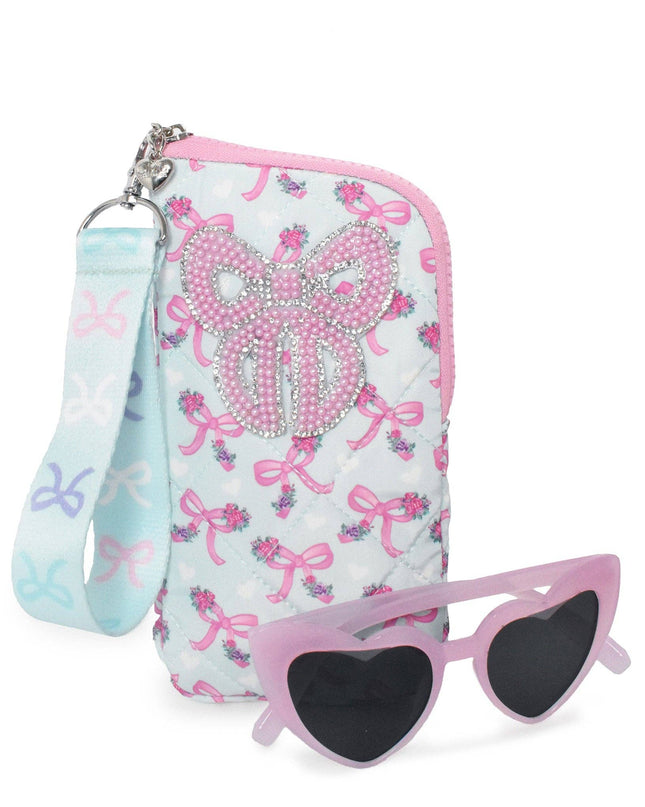 Beaded Bow Wristlet Case and Sunglasses