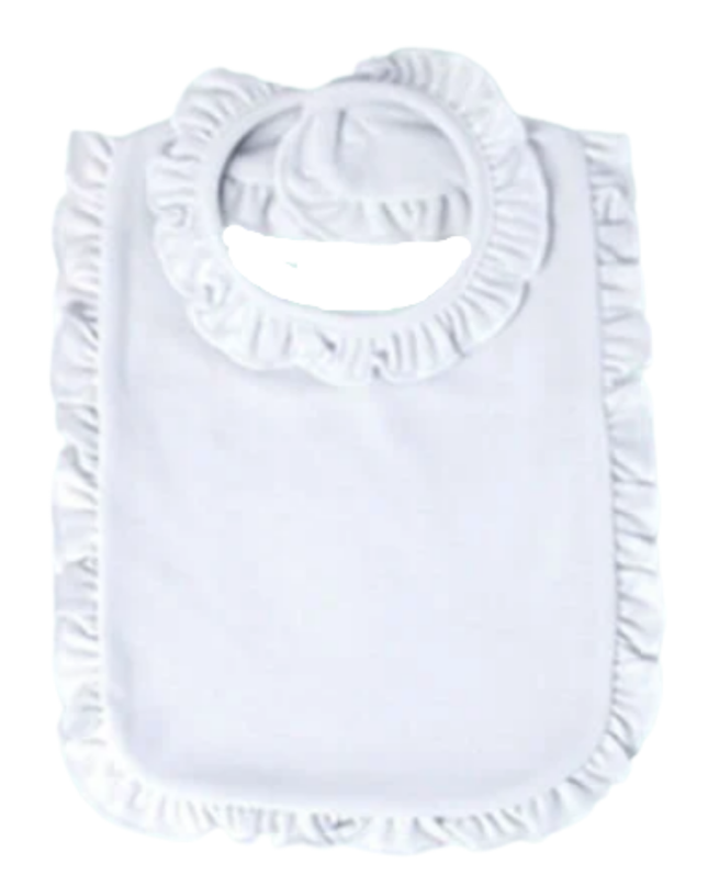 Baby Girl  2-PLY Blank Bib w/ Ruffle Trim 6-PACK Embroidery