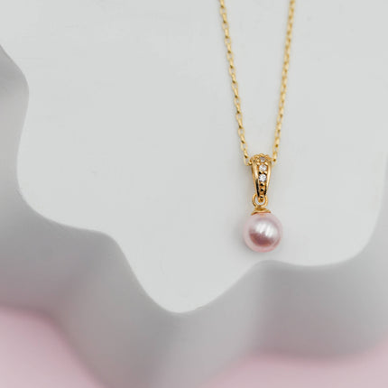 Girls 14K Gold-Plated Pink Pearl Pendant Necklace for Kids