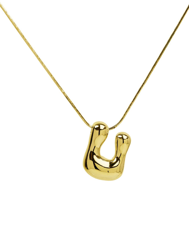 Initial Balloon Waterdrop 18K Gold Necklace