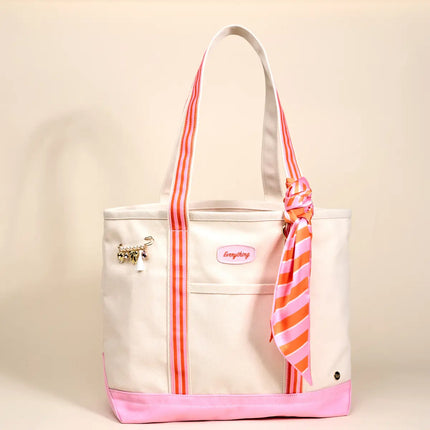 The Darling Canvas Tote Bag– Sicily Stripes Pink