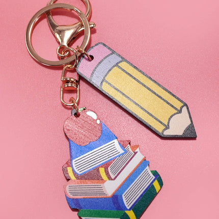 School Book Pencil Bag Charm Keychain