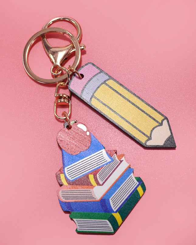 School Book Pencil Bag Charm Keychain
