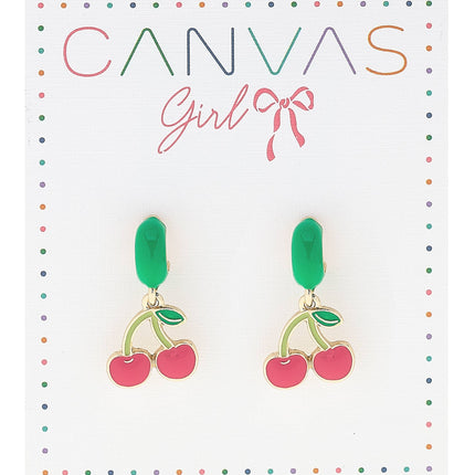Mia Enamel Cherries Mini Huggie Hoop Earrings
