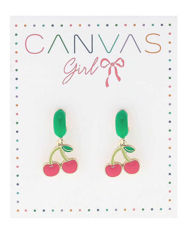 Mia Enamel Cherries Mini Huggie Hoop Earrings