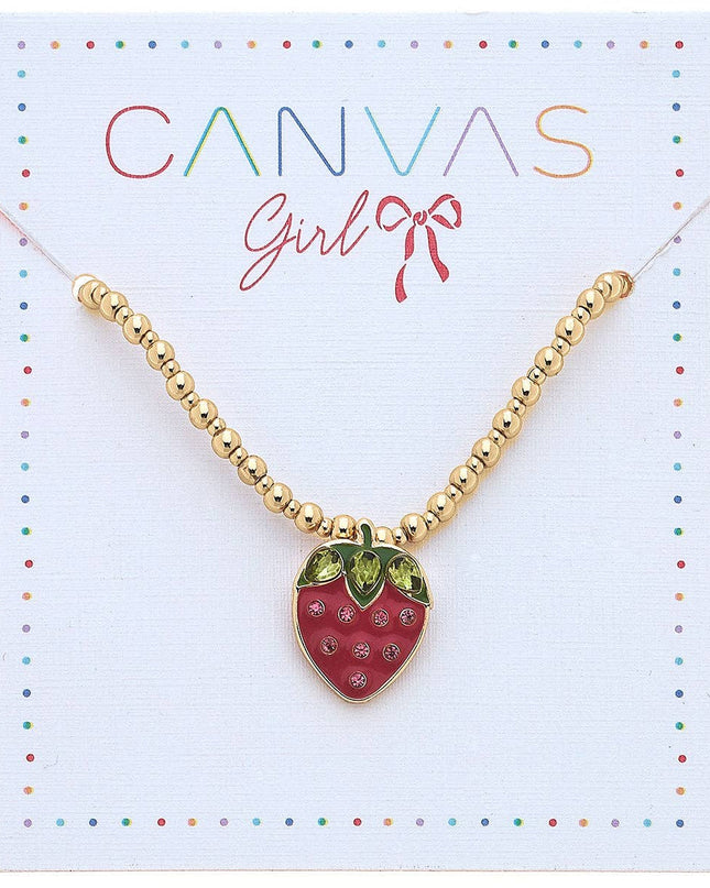 Jane Strawberry Gold Ball Beaded Children's Necklace