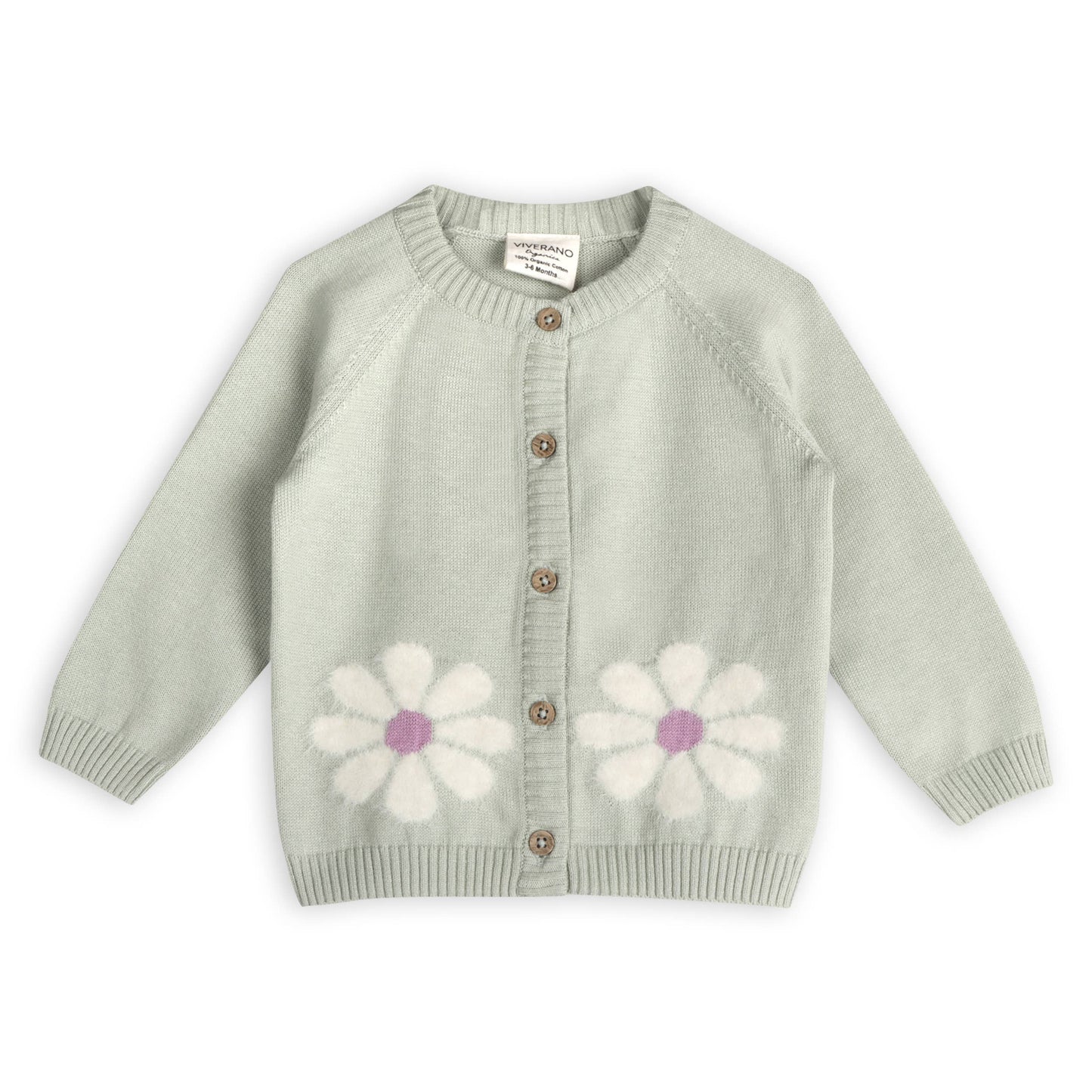 Flower & Heart Baby Sweater Cardigan & Pants Set