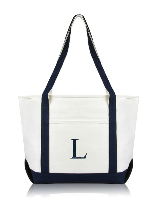 Personalized Black Tote Bag with Initial
