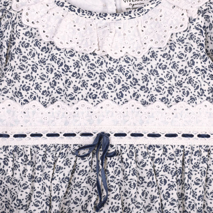 Floral Print & Lace Baby Girl Romper