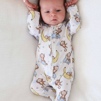 Monkey See, Monkey Snooze Zipper Footie