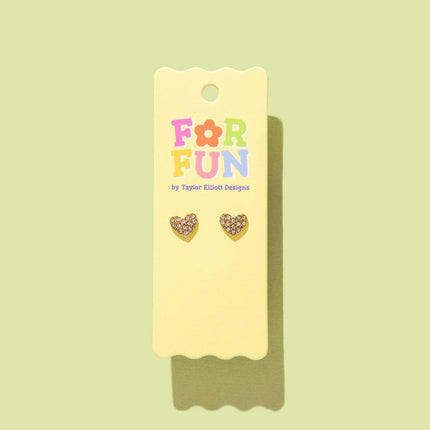 Crystal Gold Hearts Stud Earrings