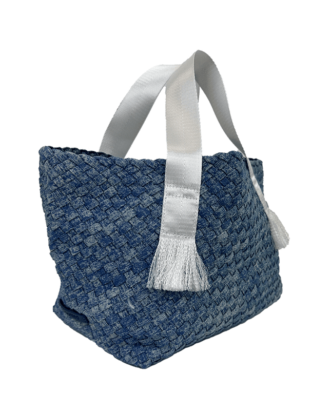 Daria Large Woven Denim Tote w/ Contrast Handles w/ Crossbody Strap
