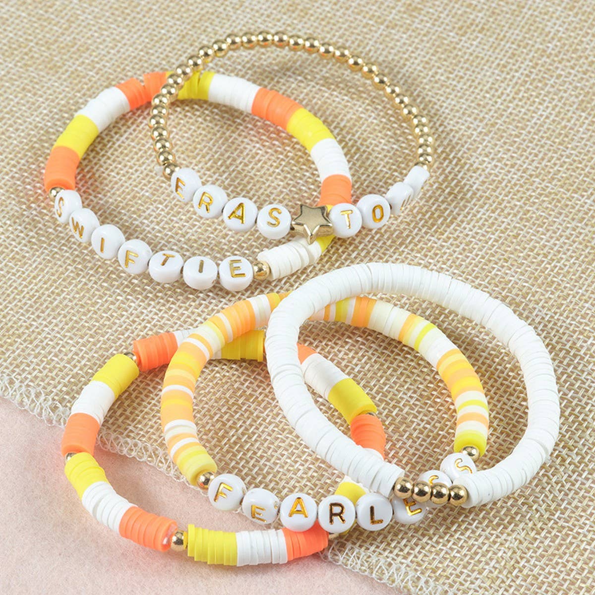 5PCS COLORED LETTER MULTI-LAYER BEADED BRACELET_CWAJE0711