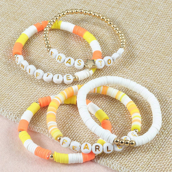 5PCS COLORED LETTER MULTI-LAYER BEADED BRACELET_CWAJE0711