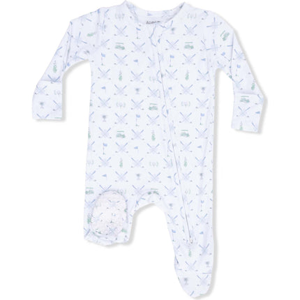 Golf Trellis 2 Way Zipper Footie - Blue