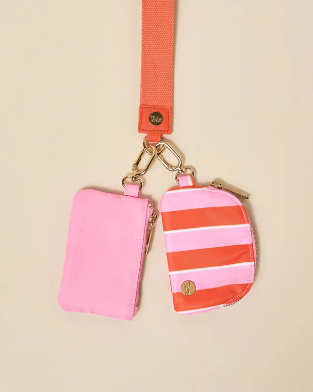 Dynamic Duo Pouch Wristlet–Sicily Stripes Pink