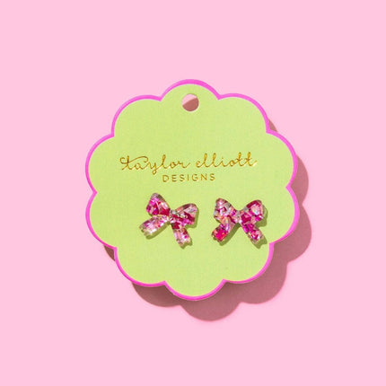 Stud Earrings - Acrylic Ribbon Bows