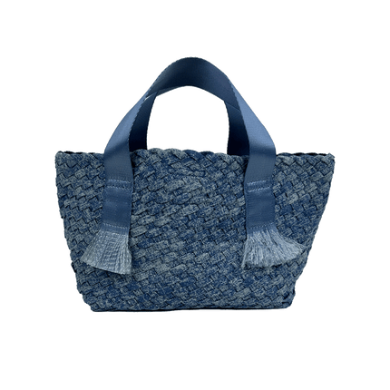 Darcy Woven Denim Tote w/ Self Handles w/ Crossbody Strap