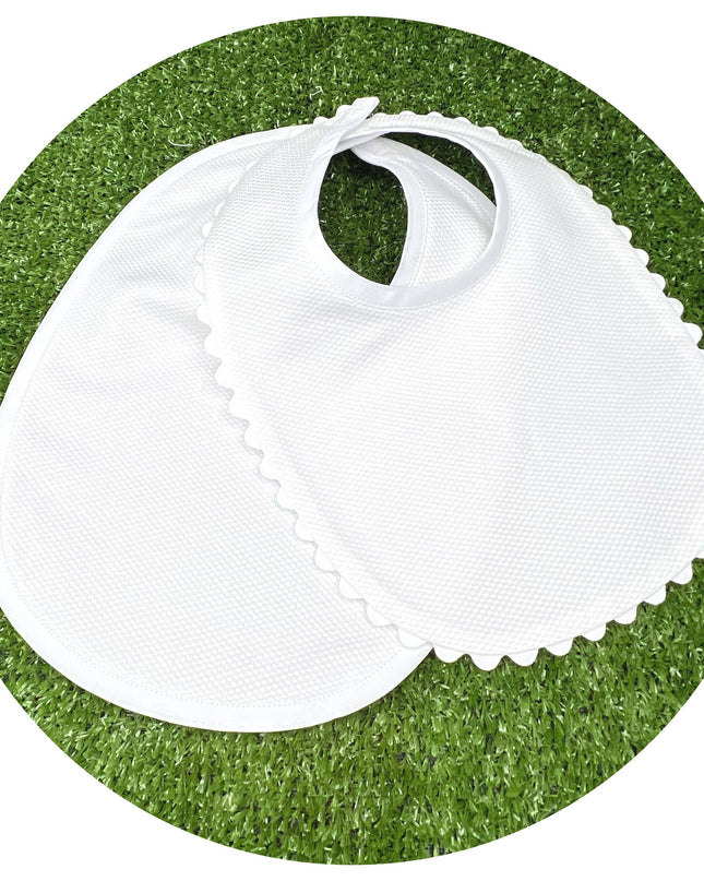 White Cotton Pique Toddler Drool Bib
