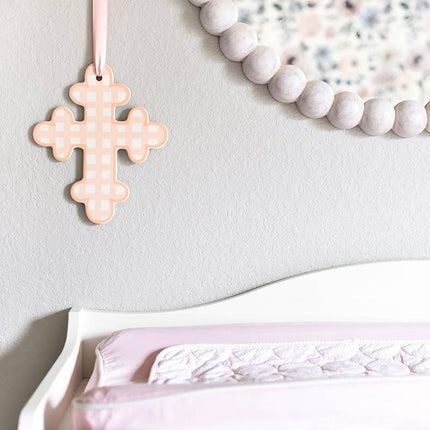 Pink Gingham Large Cross