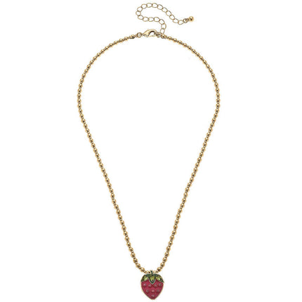 Jane Strawberry Gold Ball Beaded Children's Necklace
