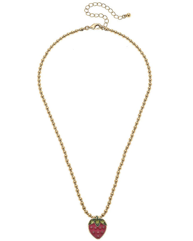 Jane Strawberry Gold Ball Beaded Children's Necklace