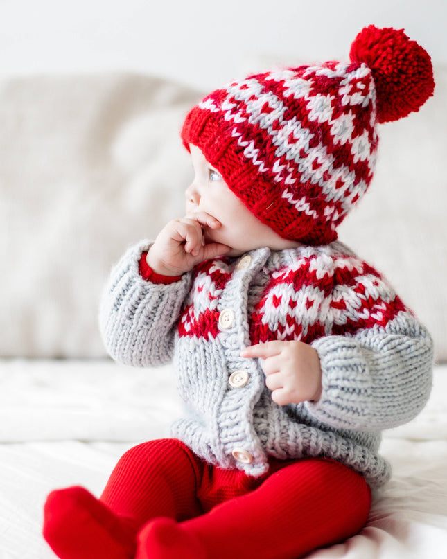 Fairisle Red Cardigan Sweater